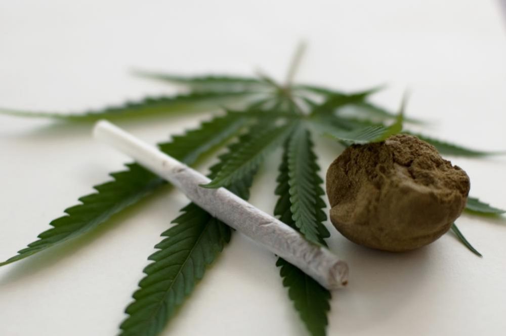 Close up of marijuana joint and hash