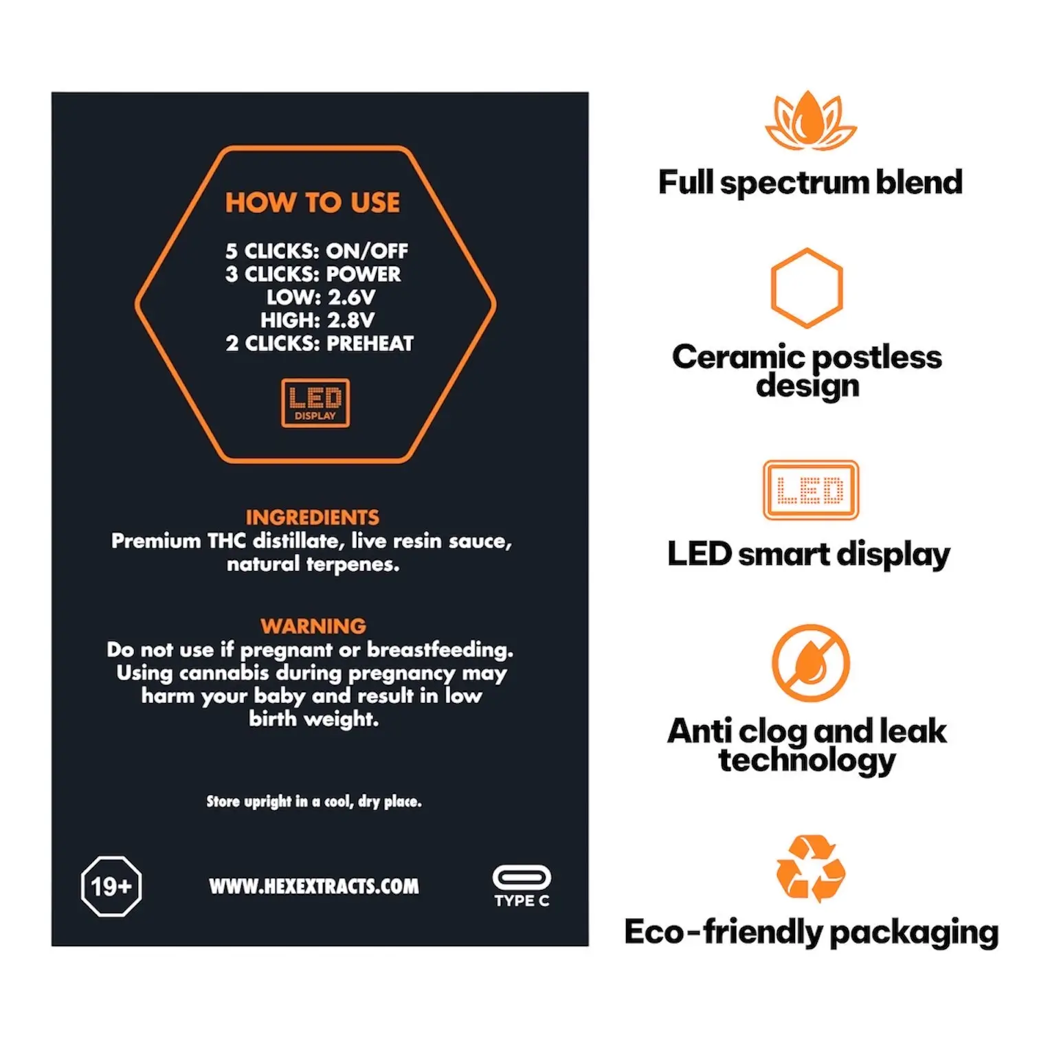 Hex Extracts - Live Resin Blend LED Disposable Vape (2G) - Image 2